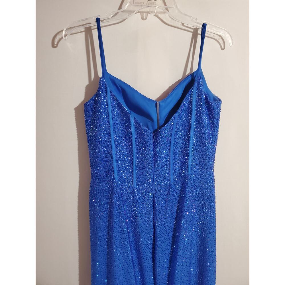Sherri Hill Corset Rhinestone Maxi Gown Womens Size 8 Prom Homecoming Dress Blue - Picture 7 of 15